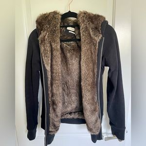 Aritzia TNA faux fur hoodie.